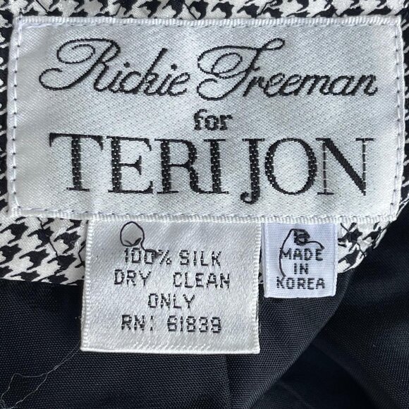 Richie Freeman for Teri Jon Women's 100% Silk Grey & Black Blazer Size 8 - Picture 4 of 4